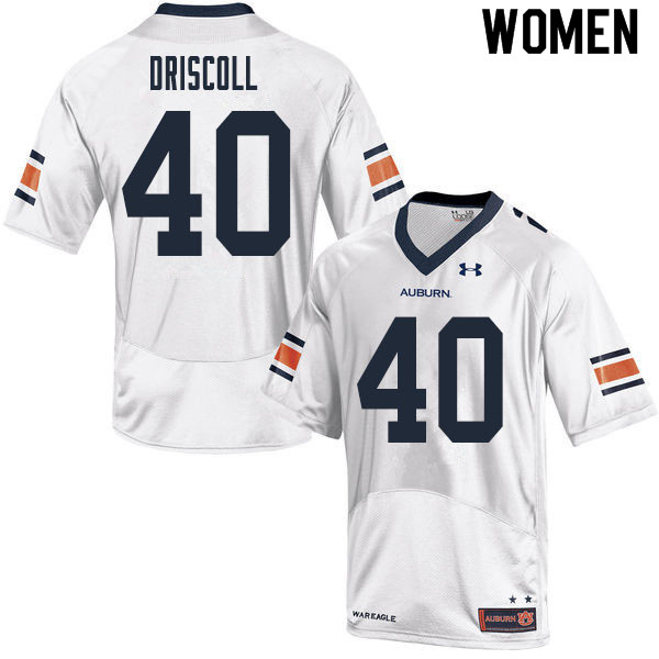 Auburn Tigers Women's Flynn Driscoll #40 White Under Armour Stitched College 2020 NCAA Authentic Football Jersey UKD4774GT